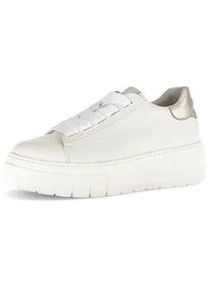 Plateausneaker Gabor, Damen, Gr. 41, wei&szlig;, silberfarben, Glattleder, Schuhe Plateausneaker, Freizeitschuh, Halbschuh, Schn&uuml;rer mit Kontrastbesatz an der Ferse