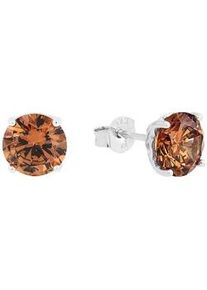 Paar Ohrstecker Amor "Schmuck Geschenk", silberfarben, braun, braun, Ohrringe, Damen, 8mm, Silber 925 (Sterlingsilber), mit Zirkonia (synth.)