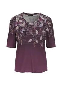 Print-Shirt GOLDNER "Kurzgr&ouml;&szlig;e Druckshirt in kraftvollen Farben", Damen, Gr. 19, lila (beere, gemustert), Obermaterial: 95% Viskose CV. 5% Elasthan EL., Tubular, Shirts, Exklusives Muster, in unserem Atelier entworfen