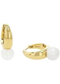Paar Creolen Amor "Schmuck Geschenk, Perle", gelbgoldfarben, wei&szlig;, Ohrringe, Damen, 6mm, Edelstahl, mit Muschelkernperle