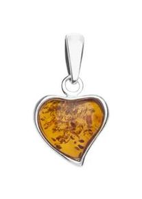 Kettenanh&auml;nger OSTSEE-SCHMUCK "- Herz - Silber 925/000 - Bernstein" Gr. 21, silber (silber 925, silberfarben, wei&szlig;), Schmuckanh&auml;nger, Damen, Silber 925 (Sterlingsilber), Kettenanh&auml;nger