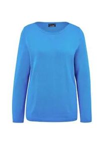 Strickpullover GOLDNER "Pullover mit U-Boot-Ausschnitt aus Baumwoll-Viskose-Mix", Damen, Gr. 42, blau (karibikblau), Obermaterial: 60% Viskose CV. 40% Baumwolle CO., Rippb&uuml;ndchen, Pullover Strickpullover, keine/nicht relevant