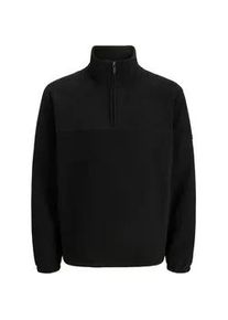 Jack & Jones Sweatshirt JACK & JONES "JCOPOINT FLEECE SWEAT HIGH NECK HALF ZIP", Herren, Gr. S, schwarz, angeraute Sweatware, Obermaterial: 100% Polyester, unifarben, relaxed fit, Rundhals, Rippb&uuml;ndchen, Sweatshirts Sweatshirt
