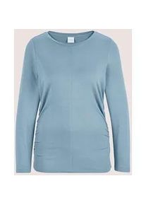 Madeleine Mode Langarmshirt MADELEINE "Shirt Langarm-Shirt mit gerafften Seiten", Damen, Gr. 48, blau (rauchblau), Obermaterial: 95% Viskose CV. 5% Elasthan EL., Modern, Shirts Langarmshirt, Jerseyshirt