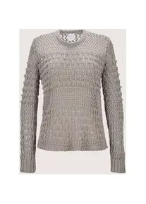 Madeleine Mode Longpullover MADELEINE "Pullover Pullover mit Ajour-Muster", Damen, Gr. 40/42, beige (cappuccino), Obermaterial: 50% Baumwolle CO. 50% Polyacryl PAN., Modern, normal, Pullover Longpullover