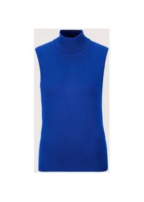 Madeleine Mode Longpullover MADELEINE "Strickpullover Viskosepullover ohne &Auml;rmel", Damen, Gr. 36/38, blau (royalblau), Obermaterial: 70% Viskose CV. 30% Polyamid PA., Modern, normal, Pullover Longpullover, &Auml;rmelloser Rollkragenpullover