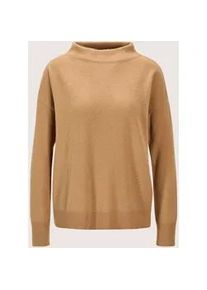 Madeleine Mode Longpullover MADELEINE "Kaschmirpullover Eleganter Strickpullover mit Stehkragen", Damen, Gr. 40/42, braun (caramel), Obermaterial: 100% Kaschmir WS., Modern, Pullover Longpullover, Reines Kaschmir
