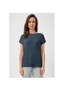 Kurzarmshirt QS, Damen, Gr. XS (34), blau, Jersey, Obermaterial: 95% Lyocell, 5% Elasthan, unifarben, loose fit h&uuml;ftlang, Rundhals, angeschnitten Aufschlag, Shirts, mit &Auml;rmelaufschlag