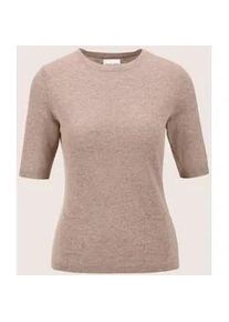 Madeleine Mode Longpullover MADELEINE "Kaschmirpullover Feinstrickpullover mit Kaschmiranteil", Damen, Gr. 34, braun (berber, melange), Obermaterial: 90% Schurwolle WV. 10% Kaschmir WS., Modern, normal, Pullover Longpullover, Feinstrickpullover mit Halbarm