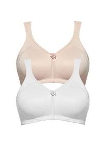 Entlastungs-BH SuSa "2er Pack Entlastungs BH Topsy Plus", Damen, Gr. 90, Cup B, bunt (wei&szlig; cappuccino), Stoff, Obermaterial: 78% Polyamid PA. 22% Elasthan EL., BHs Entlastungs-BH