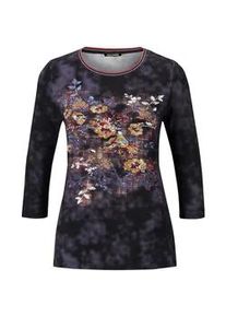 Print-Shirt GOLDNER "Kurzgr&ouml;&szlig;e Atmungsaktives Druckshirt", Damen, Gr. 23, blau (marine, gemustert), Obermaterial: 95% Viskose CV. 5% Elasthan EL., Sonstiges, Shirts, Ohne