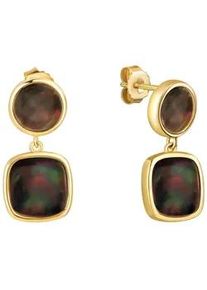 Paar Ohrstecker Vivance "925/- Sterling Silber vergoldet Perlmutt schwarz", gelb, schwarz, Ohrringe, Damen, one-size, Silber 925 (Sterlingsilber)