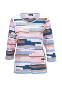 Rundhalspullover GOLDNER "Weicher Pullover mit hochwertiger Intarsie", Damen, Gr. 48, bunt (bunt, gemustert), Obermaterial: 50% Baumwolle CO. 50% Polyacryl PAN., normales B&uuml;ndchen, Pullover Rundhalspullover, Mit Glitzersteinen