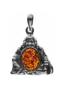 Kettenanh&auml;nger OSTSEE-SCHMUCK "- Buddha - Silber 925/000 - Bernstein" Gr. 30, silber (silber 925, silberfarben, wei&szlig;), Schmuckanh&auml;nger, Damen, Silber 925 (Sterlingsilber), Kettenanh&auml;nger