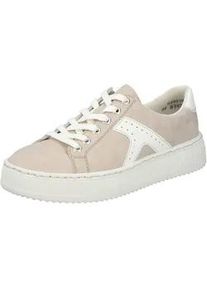 Plateausneaker Rieker, Damen, Gr. 43, taupe, sanftes wei&szlig;, Nubuklederimitat, unifarben mit Farbeinsatz, Schuhe Plateausneaker, Schn&uuml;rschuh, Halbschuh, Freizeitsneaker mit modischer Plateausohle