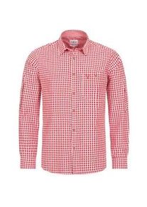 N&uuml;bler Trachtenhemd N&Uuml;BLER "Trachtenhemd Langarm Sepp", Herren, Gr. XXL, EURO, rot, Obermaterial: 55% Baumwolle CO. 45% Polyester PES., Hemden Trachtenhemd