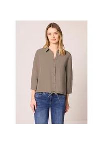 Hemdbluse Street One, Damen, Gr. 42, light terra mocha, Stoff, 100% Lyocell, unifarben, klassisch normal, V-Ausschnitt, B&uuml;ndchen, Blusen Hemdbluse, mit 3/4 &Auml;rmeln