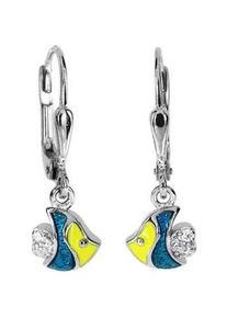 Paar Ohrh&auml;nger OSTSEE-SCHMUCK "- kleiner Fisch - Silber 925/000 - Zirkonia" Gr. 23, blau, Ohrringe, Damen, Silber 925 (Sterlingsilber)