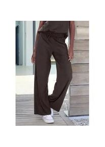 Schlupfhose French Connection, Damen, Gr. 40/42, N-Gr, dunkelbraun, Samt, Obermaterial: 92% Polyester, 8% Elasthan, unifarben, bequem lang, Hosen Schlupfhose, aus Veloursleder-Imitat mit seitlichen Taschen, Loungewear