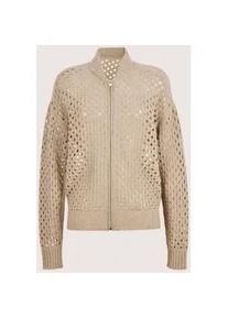 Madeleine Mode Strickjacke MADELEINE "Cardigan Moderne Strickjacke mit Lochmuster", Damen, Gr. 34, beige, Obermaterial: 35% Polyamid PA. 30% Viskose CV. 30% Wolle mw. 5% Kaschmir WS., Modern, Strickjacken Strickjacke, Allover-Lochmuster