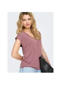 V-Shirt Only "ONLFREE S/S MOD.V-NECK TOP JRS NOOS", Damen, Gr. S, rose braun, Jersey, Obermaterial: 70% Modal, 30% Polyester, unifarben, regular fit normal, V-Ausschnitt, Shirts