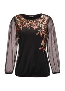 Longpullover GOLDNER "Kurzgr&ouml;&szlig;e Shirt mit Paillettenstickerei", Damen, Gr. 21, schwarz (schwarz, kupferfarben, gold, gemustert), Obermaterial: 100% Polyester PES., festlich, figurumspielend, Gummib&uuml;ndchen, Pullover Longpullover, Aufwendig mit Pailletten bestickt
