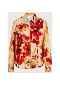 Madeleine Mode Langarmbluse MADELEINE "Hemdbluse Elegante Bluse mit Hemdkragen", Damen, Gr. 46, orange (pfirsich, multicolor), Obermaterial: 100% Viskose CV., Modern, Blusen