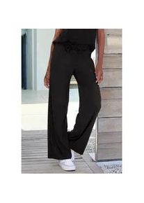 Schlupfhose French Connection, Damen, Gr. 32/34, N-Gr, schwarz, Samt, Obermaterial: 92% Polyester, 8% Elasthan, unifarben, bequem lang, Hosen Schlupfhose, aus Veloursleder-Imitat mit seitlichen Taschen, Loungewear