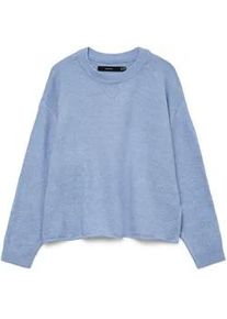 V&eacute;ro Moda Strickpullover VERO MODA "VMBOOM LS O-NECK PULLOVER BOO", Damen, Gr. M, brunnera blau detail:melange, Strick, Obermaterial: 85% Polyester, 7% Polyacryl, 5% Wolle, 3% Elasthan, meliert, regular fit, Rundhals, Pullover Strickpullover, mit Rundhalsausschnitt