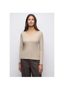 Langarmshirt Street One, Damen, Gr. 44, cotton beige, Web, Obermaterial: 50% Baumwolle, 50% Modal; Futter: 100% Baumwolle, unifarben, normal normal, Rundhals, abgesteppt, Shirts Langarmshirt, im soften Baumwoll-Mix