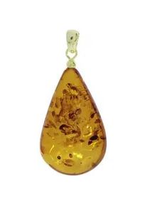 Kettenanh&auml;nger OSTSEE-SCHMUCK "- Tropfen ca. 38 mm lang - Gold 585/000 - Bernstein -" Gr. 48, gold (gold 585, goldfarben, gelb), Schmuckanh&auml;nger, Damen, Bernstein, Kettenanh&auml;nger