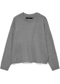 V&eacute;ro Moda Strickpullover VERO MODA "VMBOOM LS O-NECK PULLOVER BOO", Damen, Gr. M, medium grau melange, Strick, Obermaterial: 85% Polyester, 7% Polyacryl, 5% Wolle, 3% Elasthan, unifarben, regular fit, Rundhals, Pullover Strickpullover, mit Rundhalsausschnitt