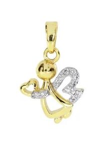 Kettenanh&auml;nger OSTSEE-SCHMUCK "- Engel - Gold 333/000 - Zirkonia" Gr. 18, gold (gold 333, goldfarben, gelb), Schmuckanh&auml;nger, Damen, Gelbgold 333, Kettenanh&auml;nger