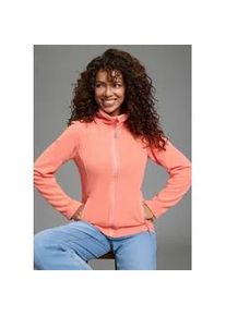 Fleecejacke OCEAN SPORTSWEAR, Damen, Gr. 40/42, koralle, Fleece, Obermaterial: 100% Polyester, kontrastfarbene Details, unifarben, normal, Jacken Fleecejacke, aus weichem Fleece-Material, unifarben, mit Logostickerei