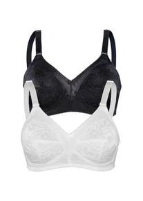 Sassa Mode Soft-BH SASSA "2er Pack Soft BH SHINY JACQUARD", Damen, Gr. 105, Cup C, bunt (schwarz wei&szlig;), Obermaterial: 50% Polyester PES. 47% Polyamid PA. 3% Elasthan EL., BHs Soft-BH