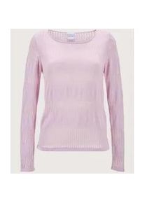 Madeleine Mode Longpullover MADELEINE "Pullover Rundhals-Pullover im Muster-Mix", Damen, Gr. 44/46, rosa (perlrosa), Obermaterial: 50% Baumwolle CO. 50% Viskose CV., Modern, normal, Pullover Longpullover