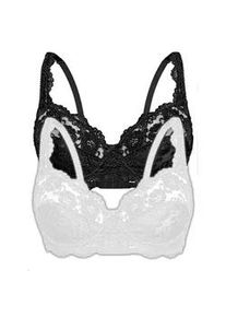 Sassa Mode B&uuml;gel-BH SASSA "2er Pack B&uuml;gel BH CLASSIC LACE", Damen, Gr. 95, Cup B, bunt (schwarz wei&szlig;), Obermaterial: 90% Polyamid PA. 10% Elasthan EL., BHs B&uuml;gel-BH