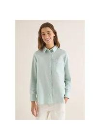 Langarmbluse Cecil, Damen, Gr. XL (44), smoke salvia, Web, 75% Baumwolle, 25% Modal, unifarben, klassisch normal, V-Ausschnitt, ausgestellter Saum, Blusen, mit gestreiftem Seersucker-Look