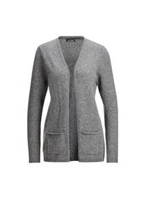 Strickjacke GOLDNER "Kurzgr&ouml;&szlig;e Cardigan in langer offener Form", Damen, Gr. 24, grau, Obermaterial: 100% Kaschmir WS., figurumspielend, Rippe, Pullover Strickjacke, Aufwendig in Form gestrickt