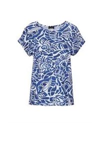 Print-Shirt GOLDNER "Kurzgr&ouml;&szlig;e Damen Oberteil Ethnoprint Kurzarm", Damen, Gr. 21, blau (royalblau, gemustert), Obermaterial: 95% Viskose CV. 5% Elasthan EL., figurumspielend, normales B&uuml;ndchen, Shirts, Druck mit Struktureffekt