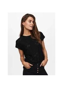 Kurzarmshirt Only "ONLSMILLA LIFE S/S TOP JRS NOOS", Damen, Gr. L (40), schwarz, Jersey, Obermaterial: 94% Polyester, 6% Elasthan, unifarben, regular fit normal, Rundhals, Shirts, regular fit, modisch, Single Jersey, Materialmix, Rundhals