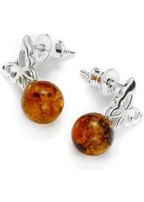 Paar Ohrstecker OSTSEE-SCHMUCK "- Schmetterling - Silber 925/000 - Bernstein" Gr. 19, silber (silber 925, silberfarben, wei&szlig;), Ohrringe, Damen, Silber 925 (Sterlingsilber)