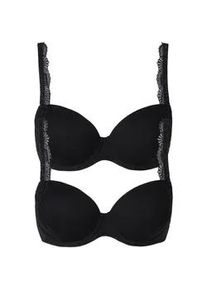 Schalen-BH Nina von C. "2er Pack Schalen BH Romance", Damen, Gr. 75, Cup C, schwarz (schwarz schwarz), Obermaterial: 95% Modal CMD. 5% Elasthan EL., BHs Schalen-BH