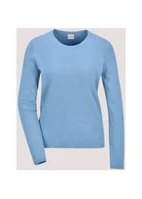 Madeleine Mode Longpullover MADELEINE "Pullover Leichtes Feinstrick-Oberteil mir Rundhals", Damen, Gr. 36/38, blau (rauchblau, melange), Obermaterial: 46% Modal CMD. 40% Polyacryl PAN. 14% Polyamid PA., Modern, Pullover Longpullover