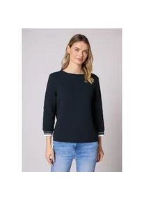 3/4-Arm-Shirt Street One, Damen, Gr. 42, shadowed navy, Web, 86% Baumwolle, 12% Polyester, 2% Elasthan, unifarben, comfort fit normal, U-Boot-Ausschnitt, Rippb&uuml;ndchen, Shirts 3/4-Arm-Shirt, mit U-Boot-Ausschnitt