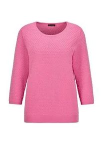 Rundhalspullover GOLDNER "Halbarm Baumwollpullover mit Struktur", Damen, Gr. 50, rosa (pink), Obermaterial: 100% Baumwolle CO., Modisch, Pullover Rundhalspullover, Rundhalsausschnitt