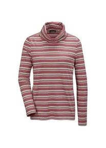Longpullover GOLDNER "Kurzgr&ouml;&szlig;e Ringelshirt mit soften Glanzgarnen", Damen, Gr. 25, rosa (rosenholz, geringelt), Obermaterial: 80% Viskose CV. 17% metallisierte Fasern MTF. 3% Elasthan EL., Sonstiges, Pullover Longpullover, Materialmischung mit weichen Glanzgarnen