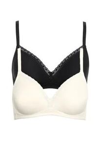 Soft-BH LISCA "2er Pack Soft BH Ines", Damen, Gr. 85, Cup C, bunt (schwarz, cream), Stoff, Obermaterial: 95% Baumwolle CO. 5% Elasthan EL., BHs Soft-BH