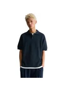 Marc O'Polo Poloshirt MARC O'POLO DENIM "mit feiner Rippstruktur", Damen, Gr. XL, true navy, Obermaterial: 100% Baumwolle, unifarben, regular fit, Rippb&uuml;ndchen, Shirts