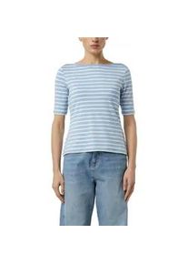 T-Shirt comma, Damen, Gr. 40, blau stripes, Single Jersey, Obermaterial: 92% Viskose, 8% Elasthan, gestreift, tailliert h&uuml;ftbedeckend, U-Boot-Ausschnitt, Shirts T-Shirt, im Streifen-Look